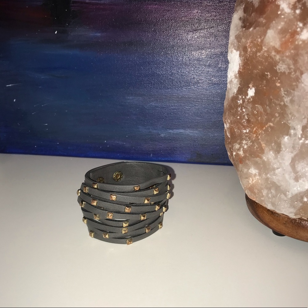 Gray Bracelet Cuff with Studs
